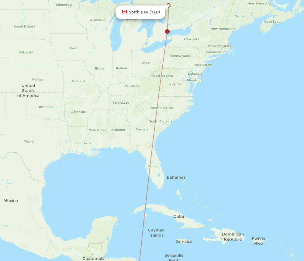 Flights From North Bay To San Jose Yyb To Sjo Flight Routes