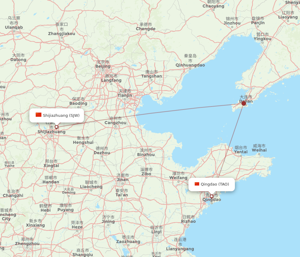 Flights From Shijiazhuang To Qingdao Sjw To Tao Flight Routes