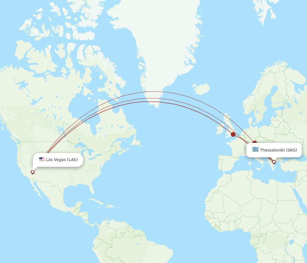 All Flight Routes From Thessaloniki To Las Vegas SKG To LAS Flight