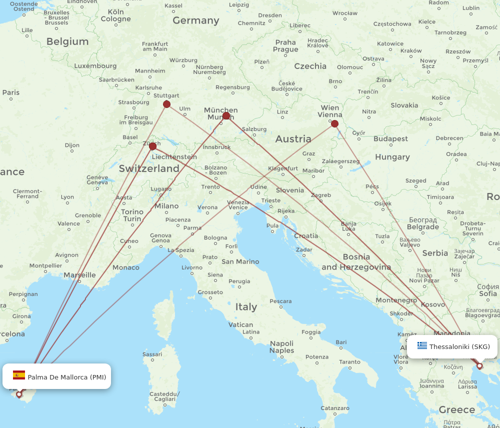 All Flight Routes From Thessaloniki To Palma De Mallorca Skg To Pmi