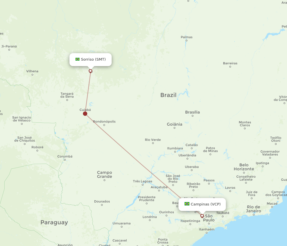 All Flight Routes From Sorriso To Campinas Smt To Vcp Flight Routes