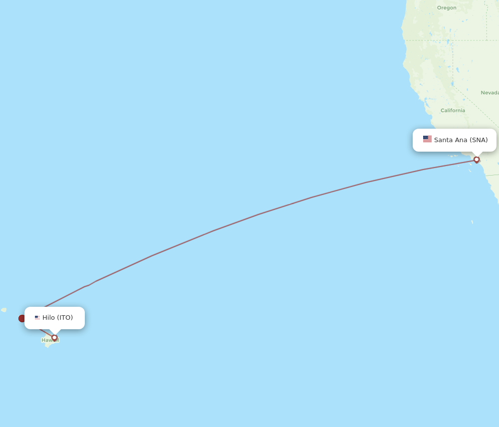 All Flight Routes From Santa Ana To Hilo Sna To Ito Flight Routes