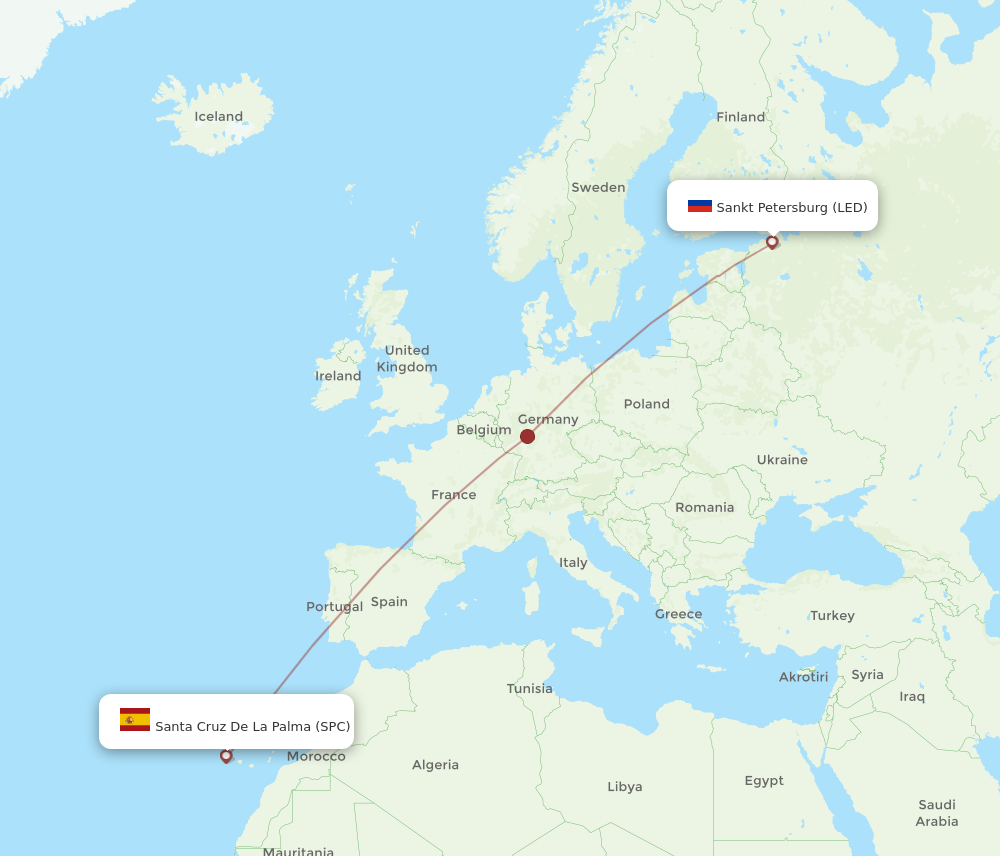 All Flight Routes From Santa Cruz De La Palma To Saint Petersburg SPC