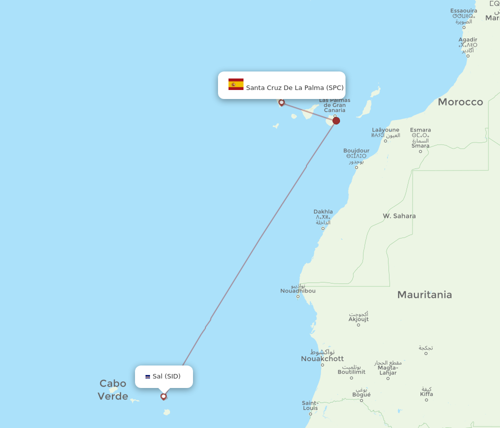 All Flight Routes From Santa Cruz De La Palma To Sal SPC To SID