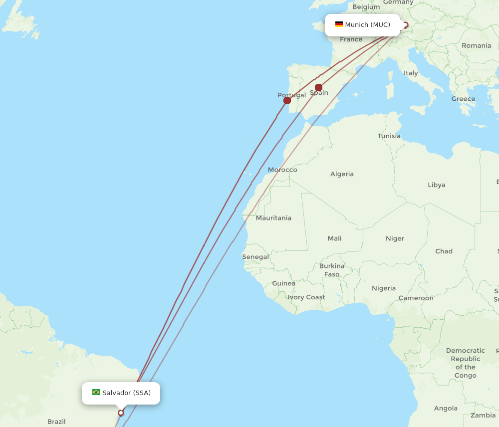 All Flight Routes From Salvador To Munich Ssa To Muc Flight Routes