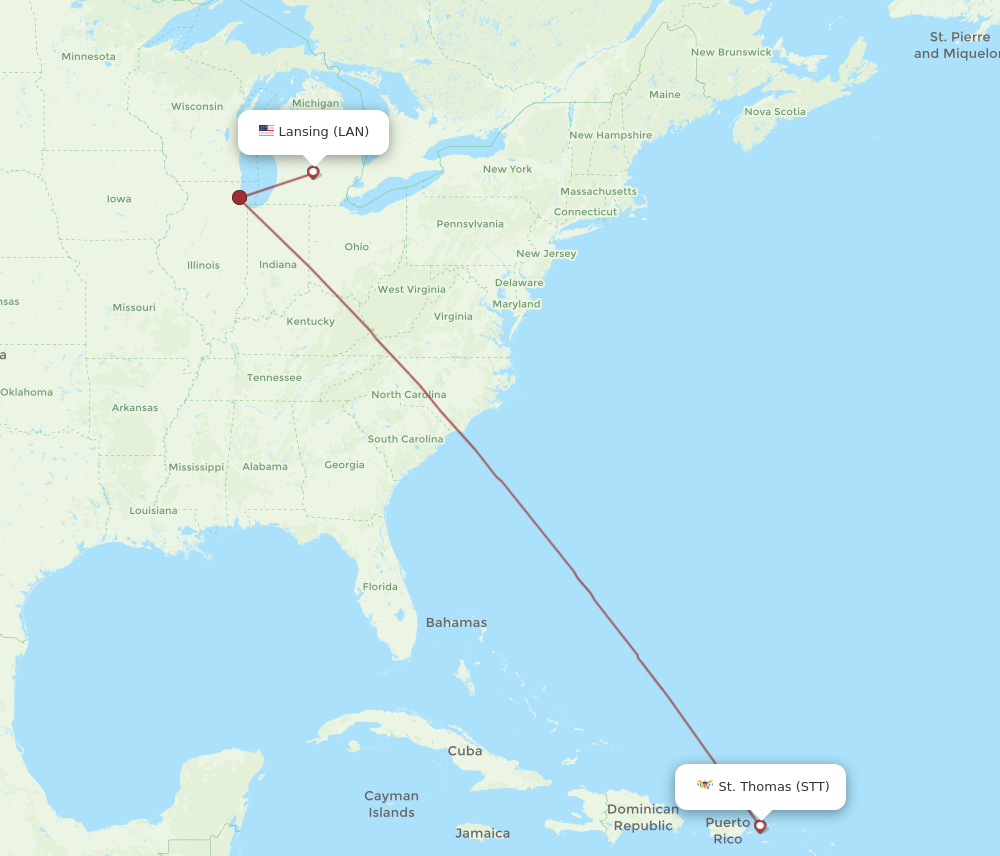 Flights From Saint Thomas To Lansing Stt To Lan Flight Routes