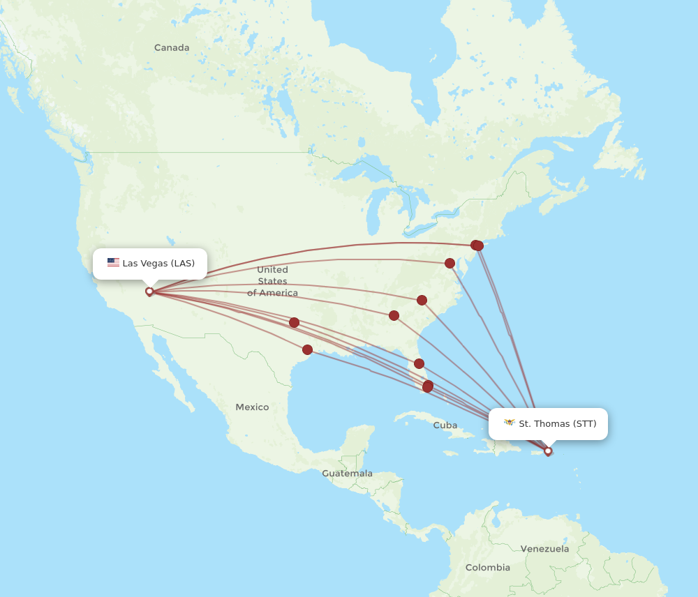 All Flight Routes From Saint Thomas To Las Vegas STT To LAS Flight