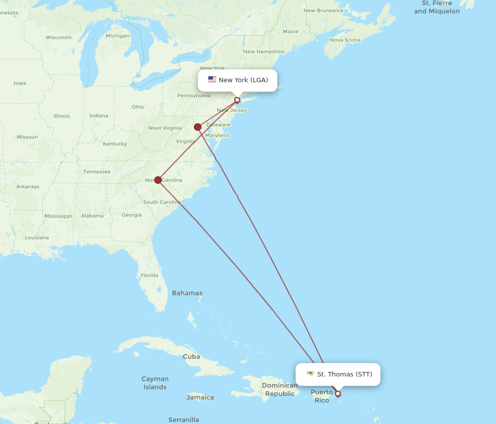 Flights From Saint Thomas To New York Stt To Lga Flight Routes