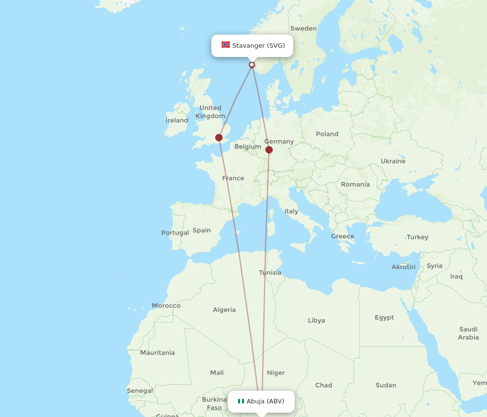 All Flight Routes From Stavanger To Abuja Svg To Abv Flight Routes