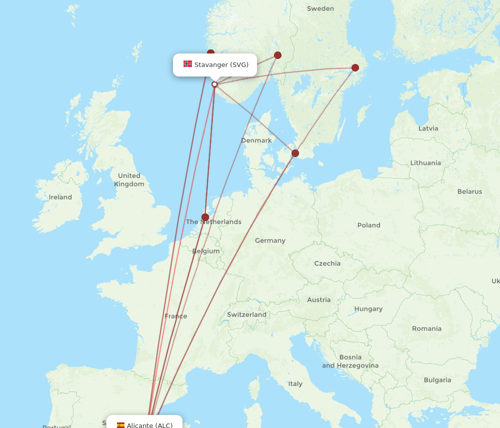 All Flight Routes From Stavanger To Alicante Svg To Alc Flight Routes