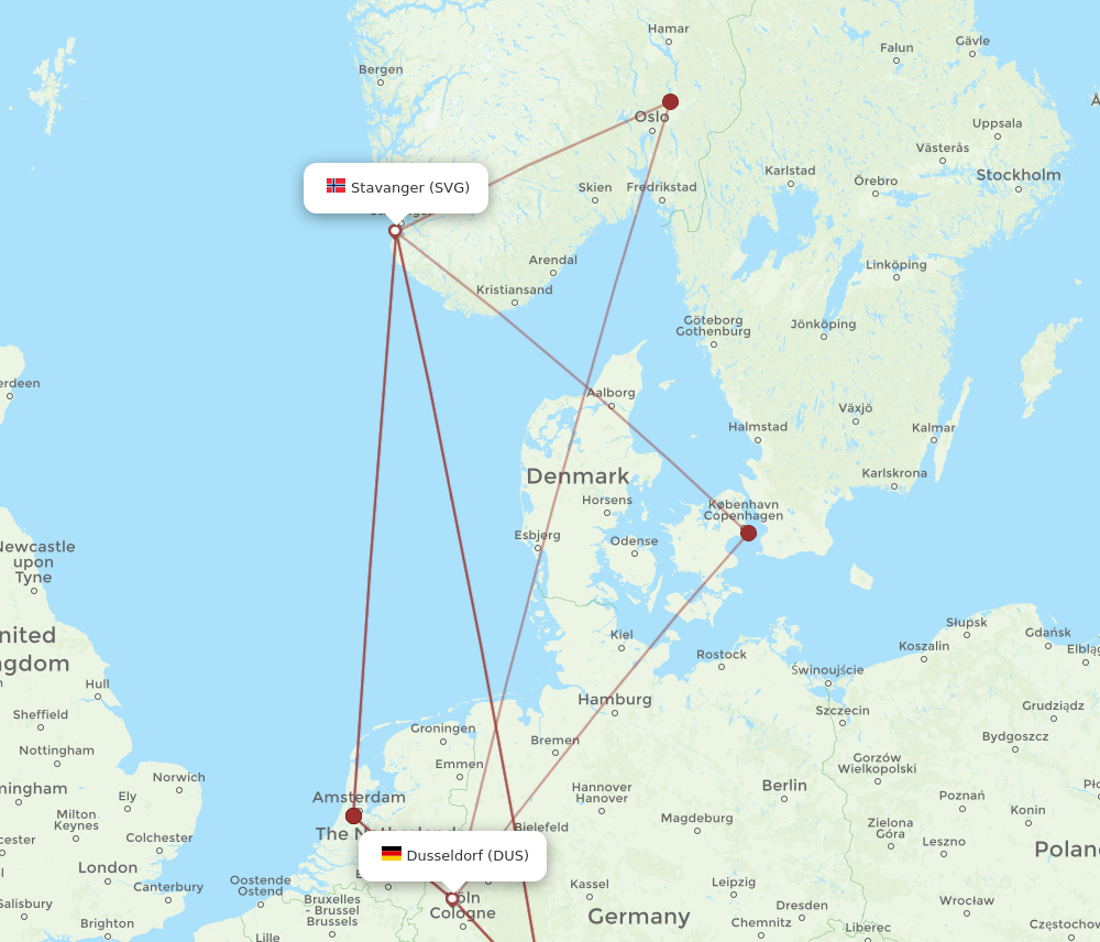 Flights From Stavanger To Dusseldorf Svg To Dus Flight Routes