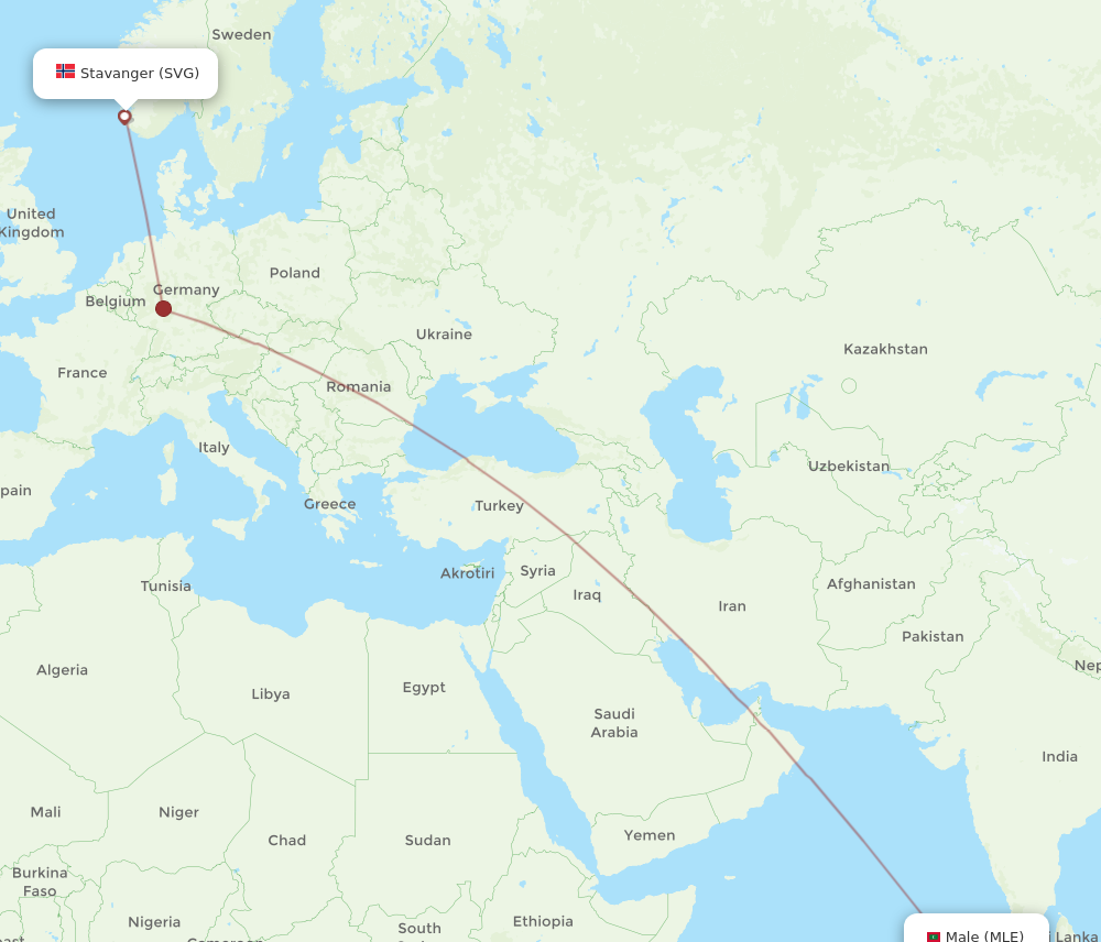 Flights From Male To Stavanger MLE To SVG Flight Routes