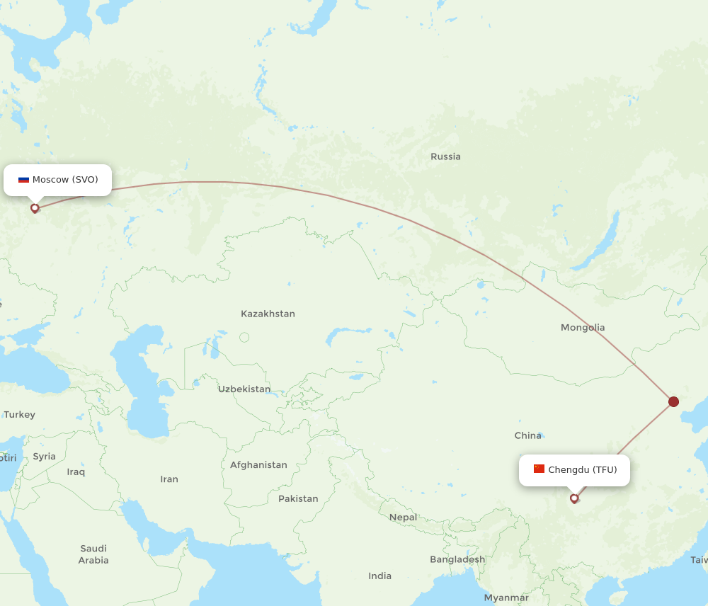 All Flight Routes From Moscow To Chengdu Svo To Tfu Flight Routes