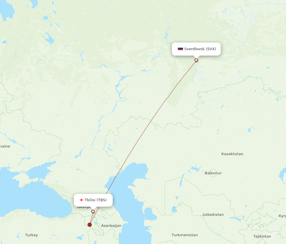 Flights From Tbilisi To Yekaterinburg TBS To SVX Flight Routes