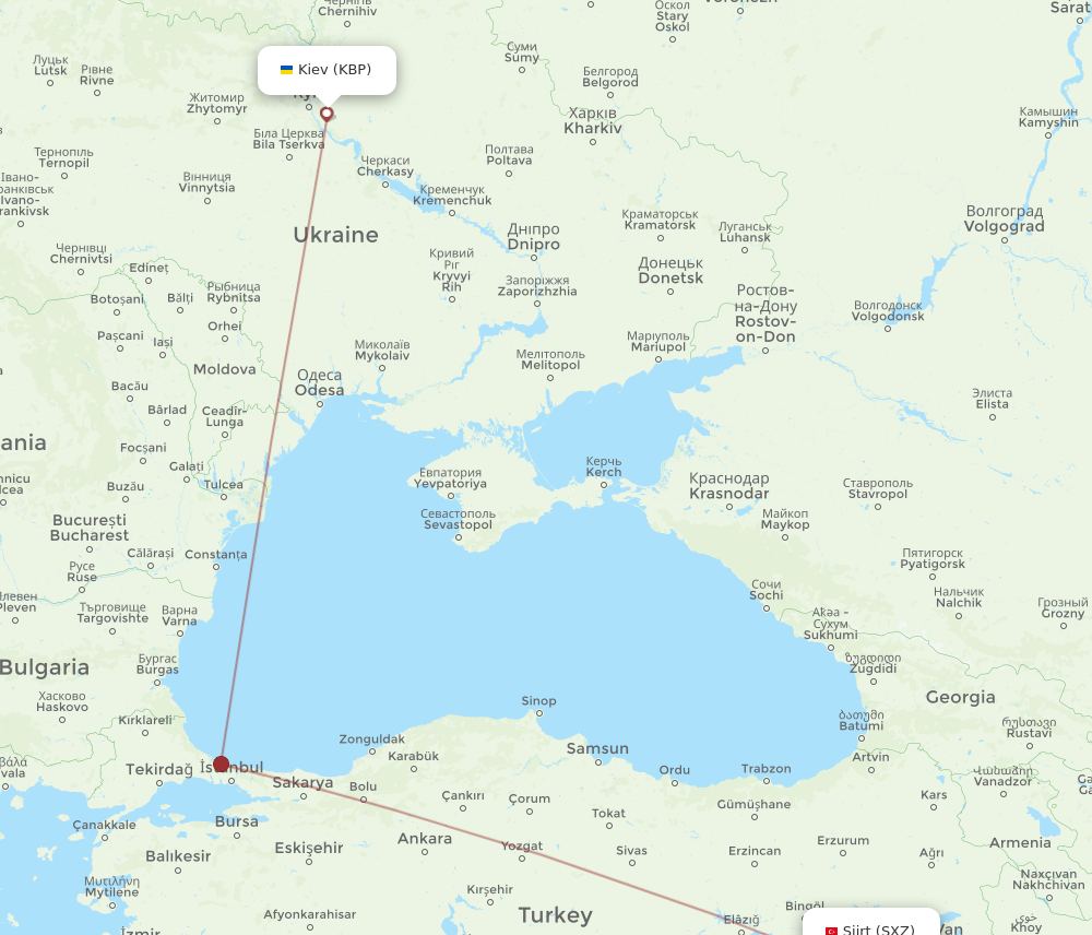 Flights From Siirt To Kiev Kyiv SXZ To KBP Flight Routes