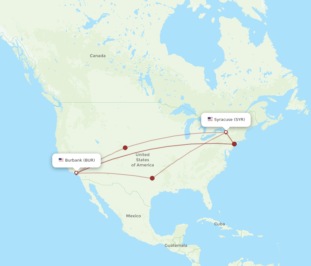 Flights From Syracuse To Burbank Syr To Bur Flight Routes