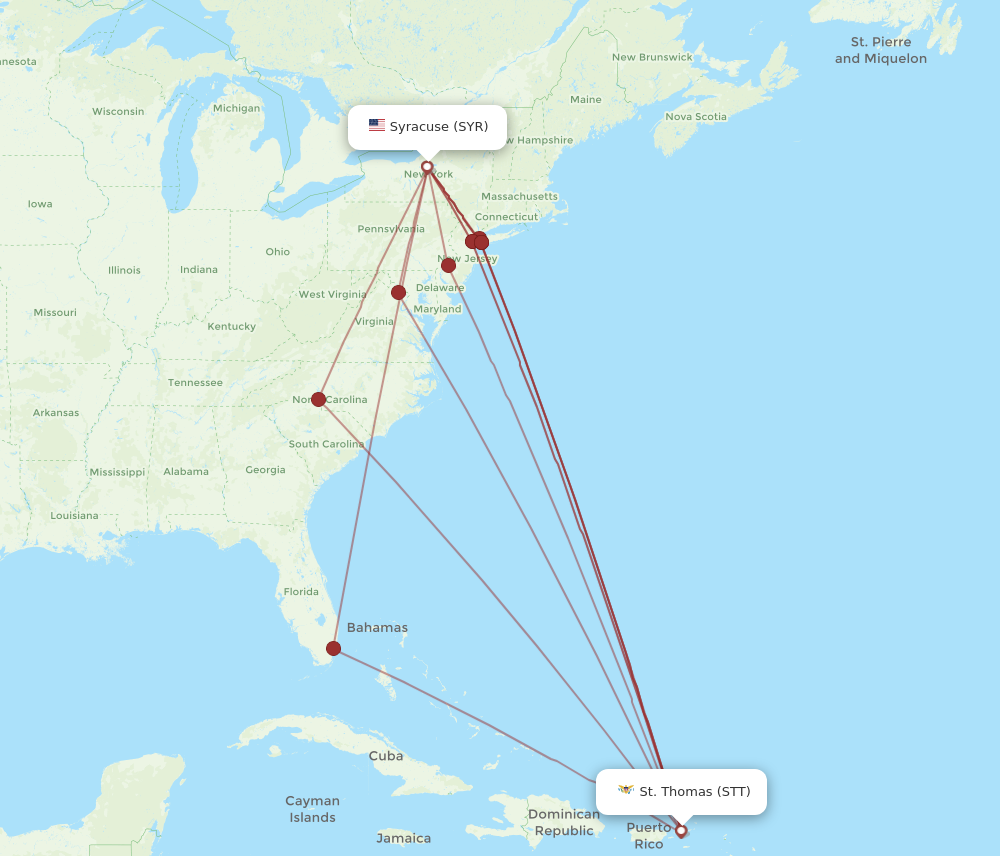 Flights From Syracuse To Saint Thomas Syr To Stt Flight Routes