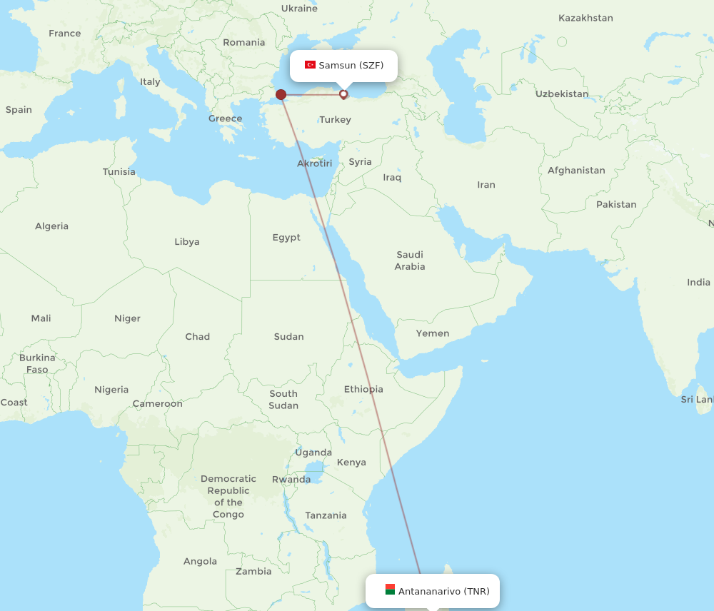 Flights From Samsun To Antananarivo SZF To TNR Flight Routes