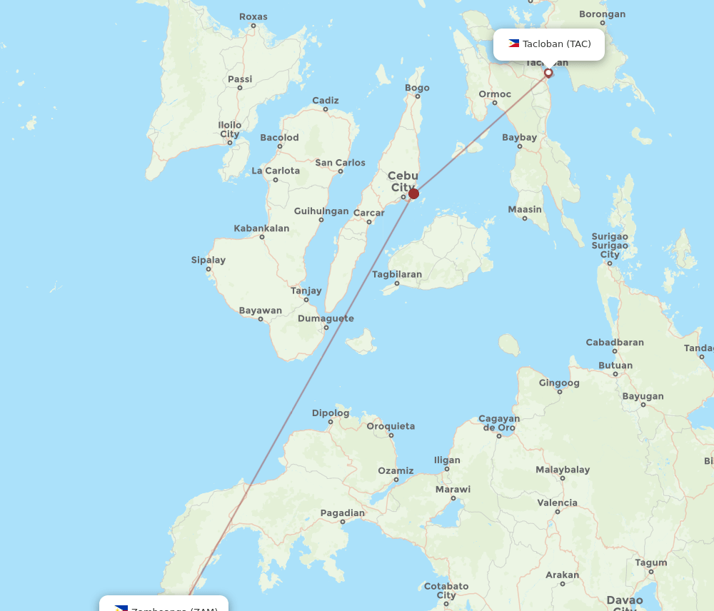 Flights From Zamboanga To Tacloban Zam To Tac Flight Routes