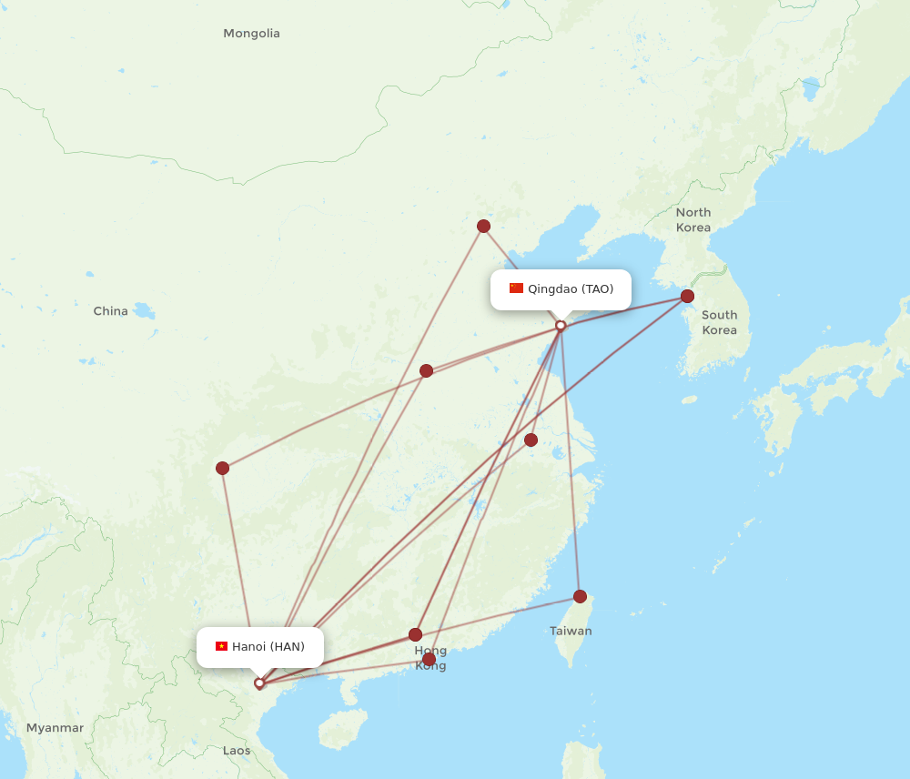 All Flight Routes From Qingdao To Hanoi Tao To Han Flight Routes