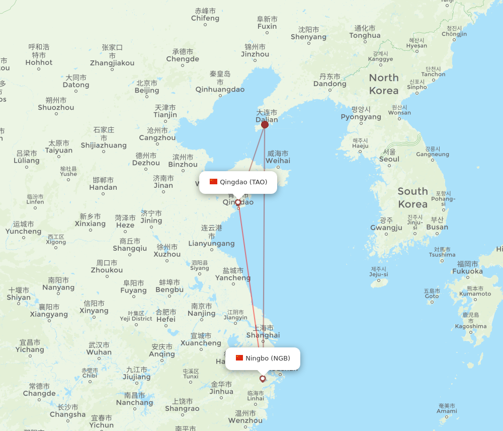 Flights From Qingdao To Ningbo TAO To NGB Flight Routes