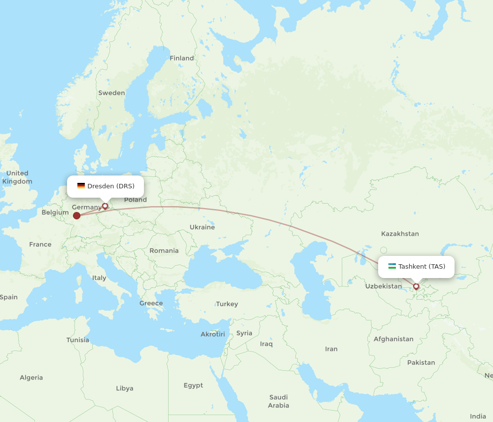 All Flight Routes From Tashkent To Dresden Tas To Drs Flight Routes