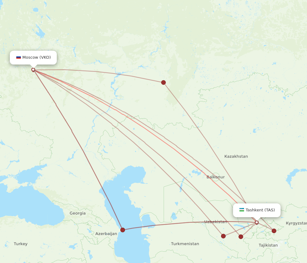 All Flight Routes From Tashkent To Moscow Tas To Vko Flight Routes