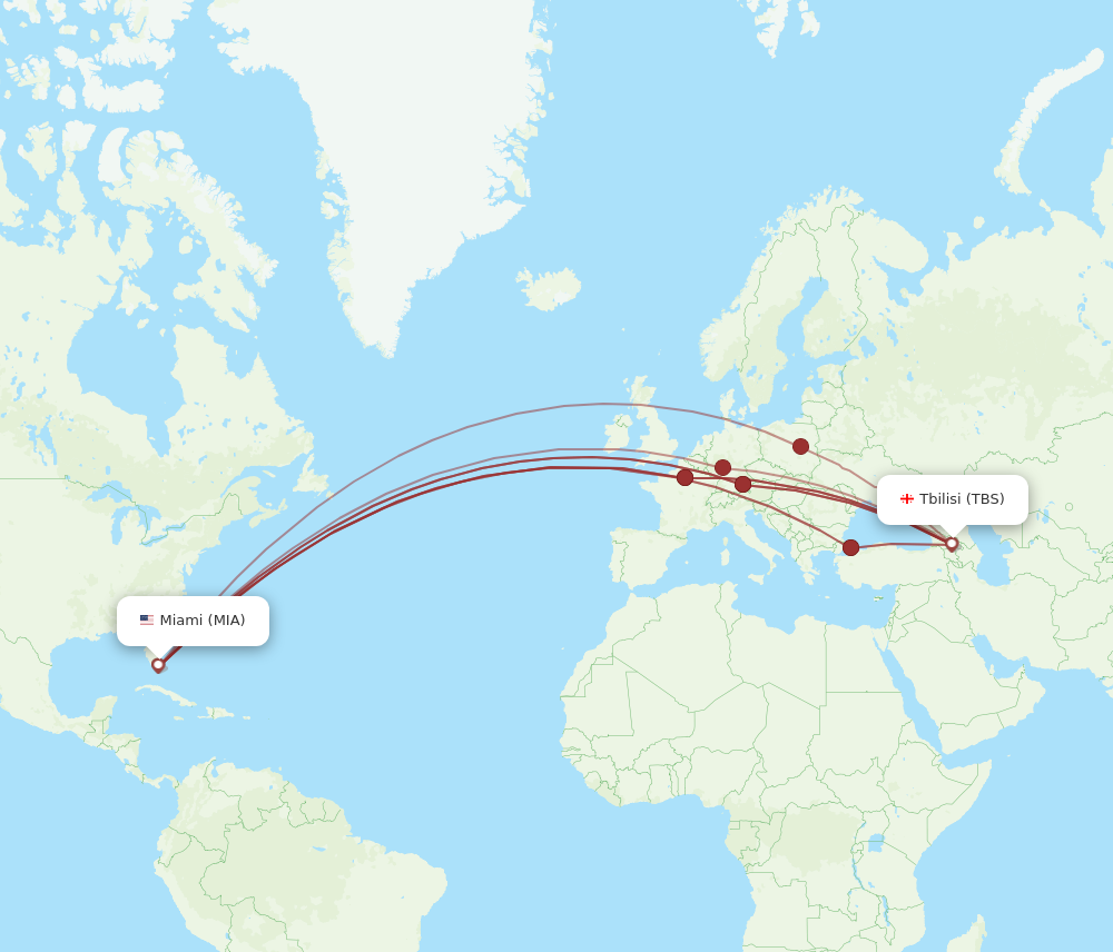 Flights From Tbilisi To Miami Tbs To Mia Flight Routes