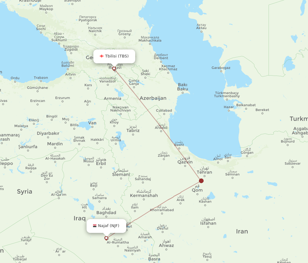 Flights From Tbilisi To Al Najaf TBS To NJF Flight Routes