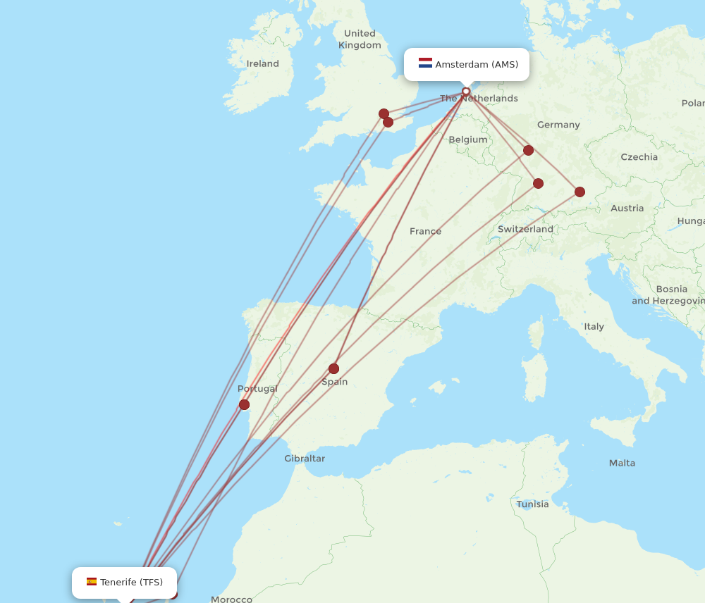 Flights From Tenerife To Amsterdam Tfs To Ams Flight Routes