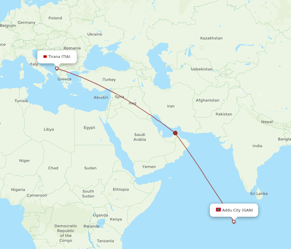 Flights From Gan Island To Tirana GAN To TIA Flight Routes