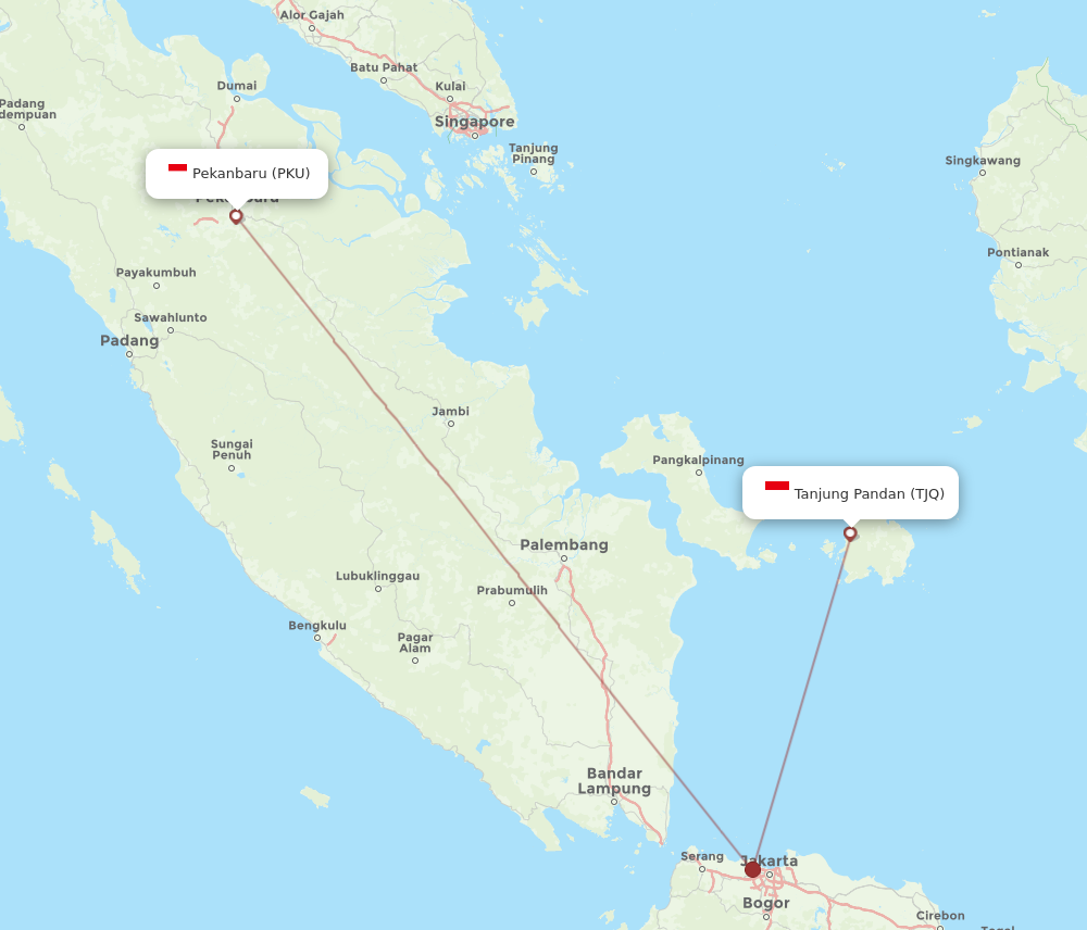 Flights From Pekanbaru To Tanjung Pandan PKU To TJQ Flight Routes