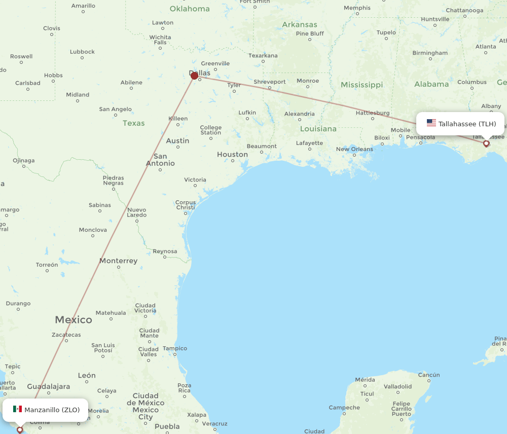 Flights From Tallahassee To Manzanillo TLH To ZLO Flight Routes