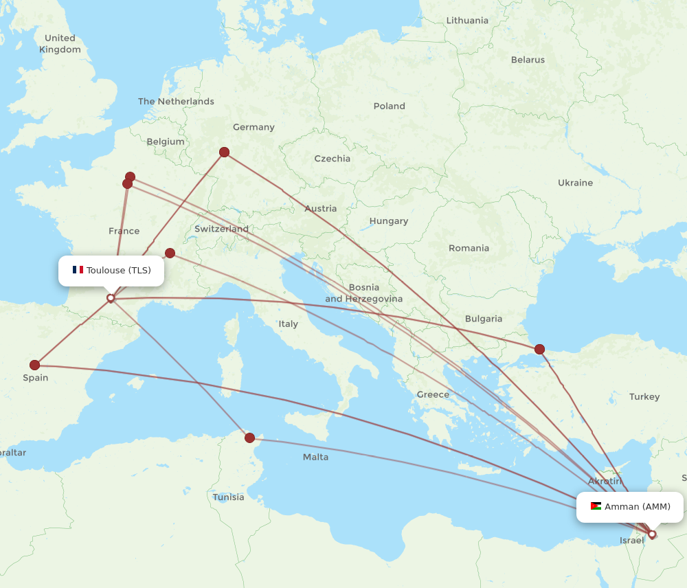 Flights From Toulouse To Amman TLS To AMM Flight Routes