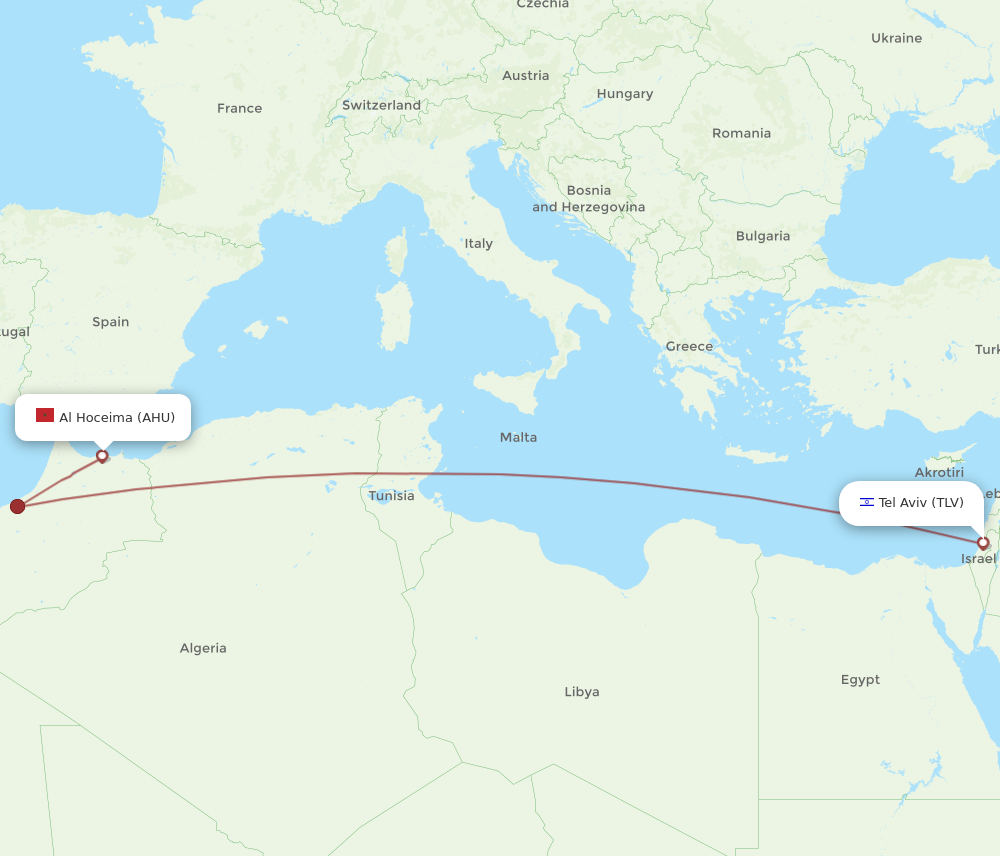 Flights From Tel Aviv Yafo To Al Hoceima Tlv To Ahu Flight Routes