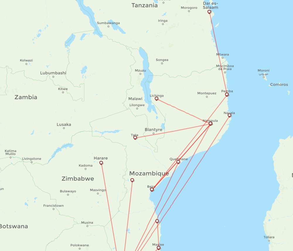 Lam Airline Routes Tm Map Flight Routes