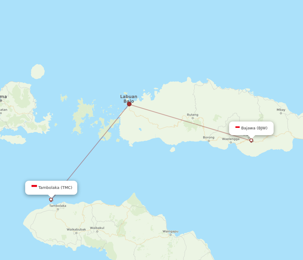 Flights From Tambolaka To Bajawa TMC To BJW Flight Routes