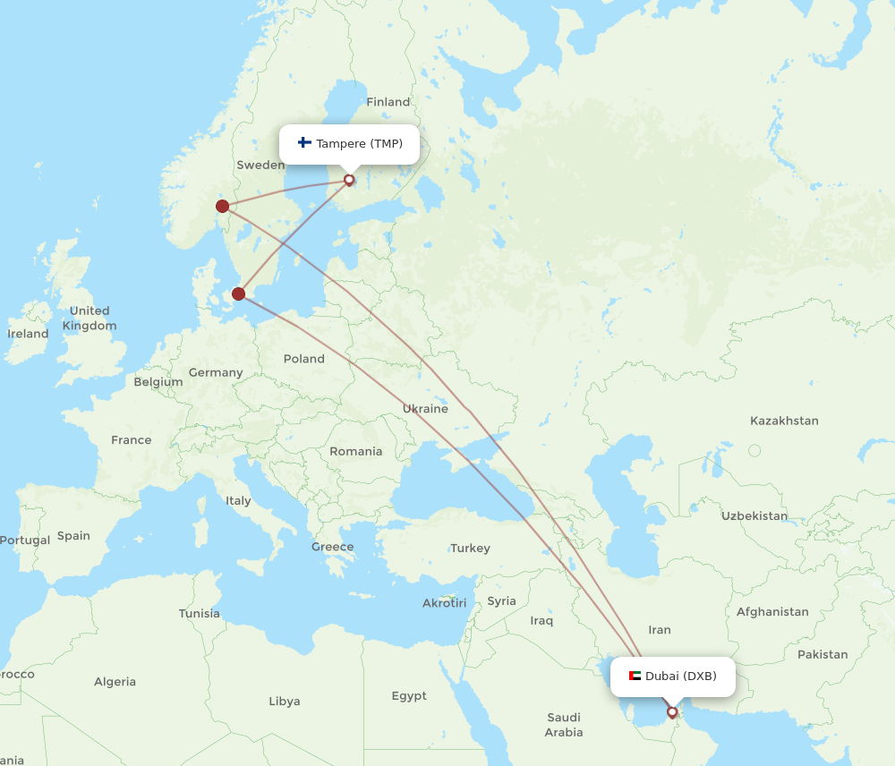 All Flight Routes From Tampere To Dubai Tmp To Dxb Flight Routes