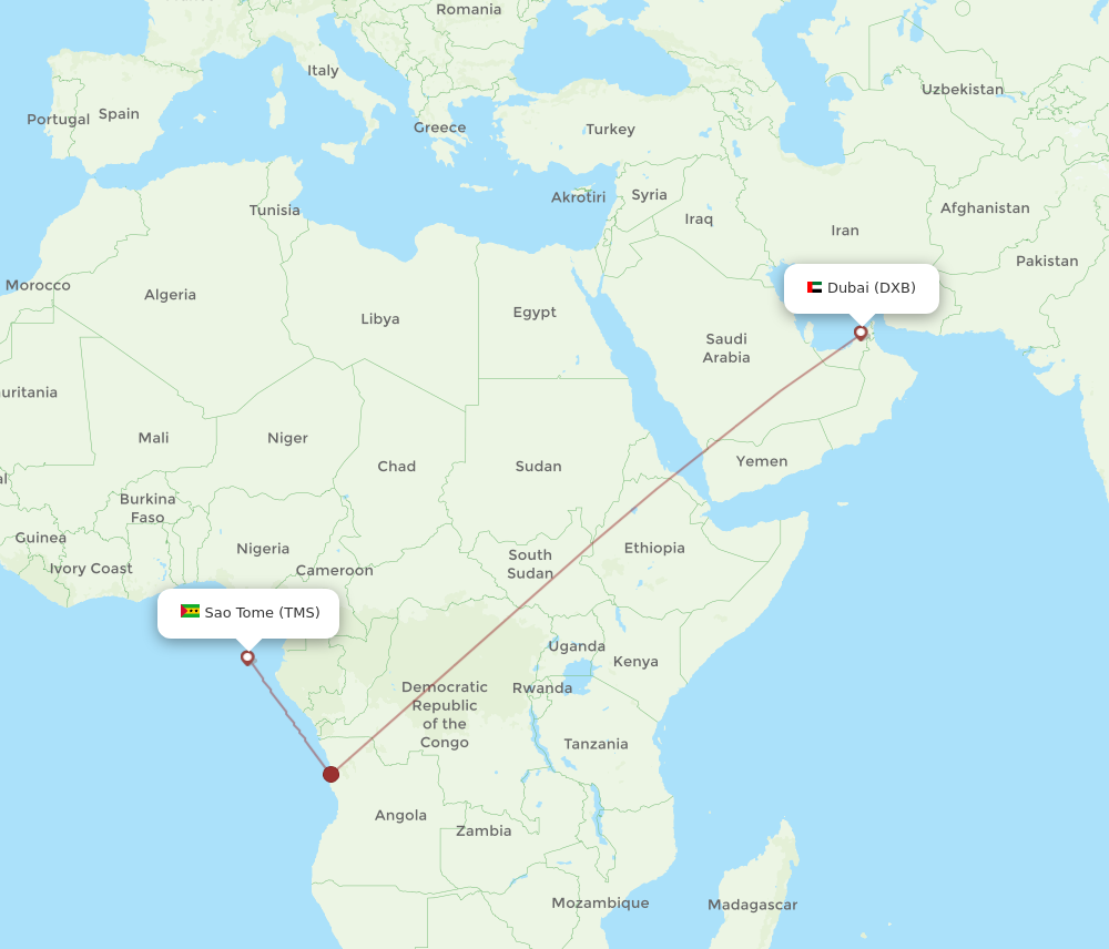 Flights From Sao Tome Island To Dubai TMS To DXB Flight Routes