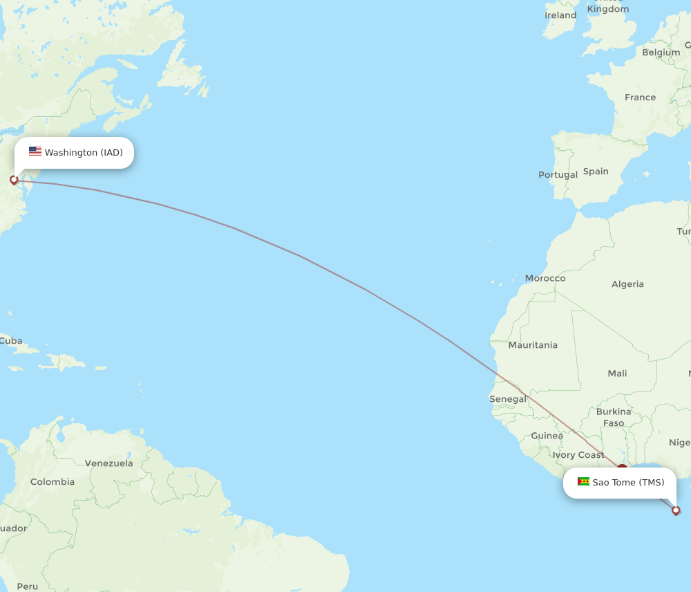 All Flight Routes From Sao Tome Island To Dulles Tms To Iad Flight