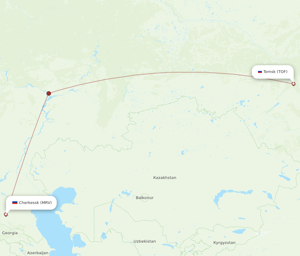 All Flight Routes From Mineralnye Vody To Tomsk MRV To TOF Flight Routes