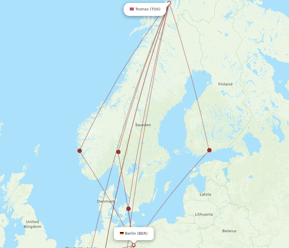 All Flight Routes From Tromso To Berlin Tos To Ber Flight Routes