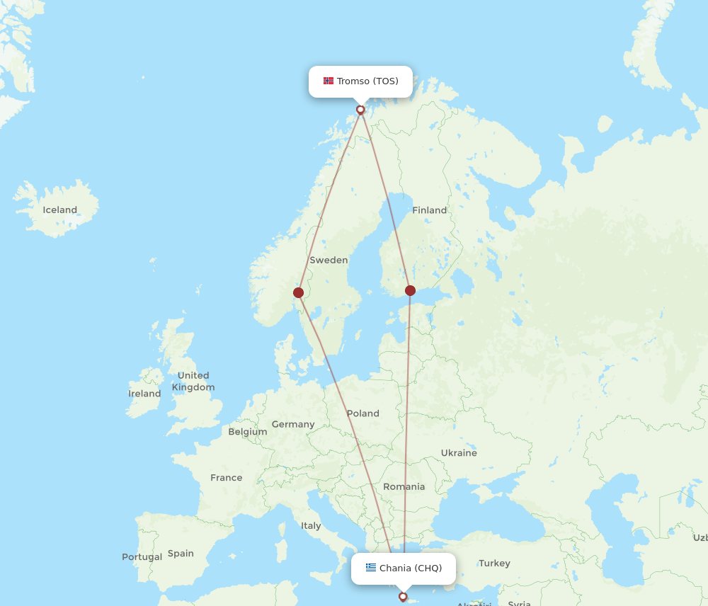 All Flight Routes From Tromso To Chania Tos To Chq Flight Routes