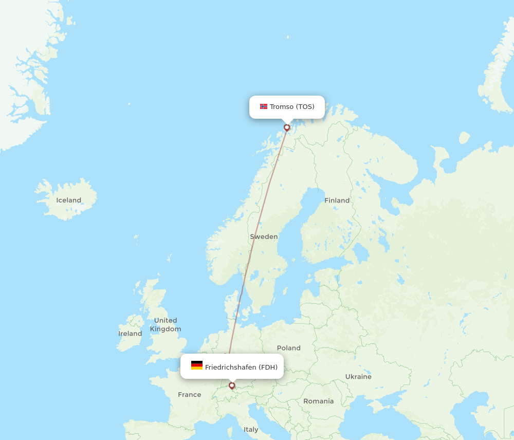 All Flight Routes From Tromso To Friedrichshafen Tos To Fdh Flight