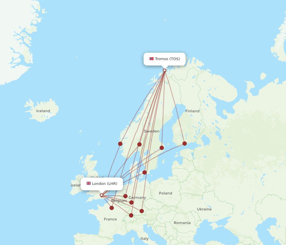 All Flight Routes From Tromso To London Tos To Lhr Flight Routes