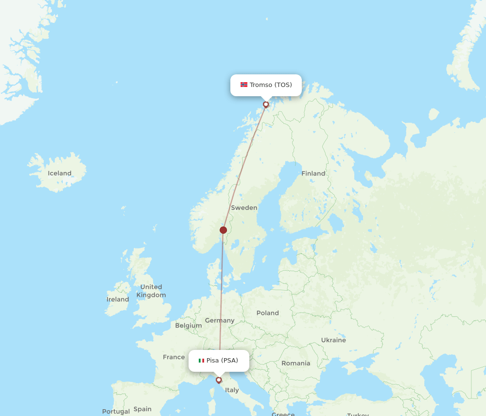 All Flight Routes From Tromso To Pisa Tos To Psa Flight Routes