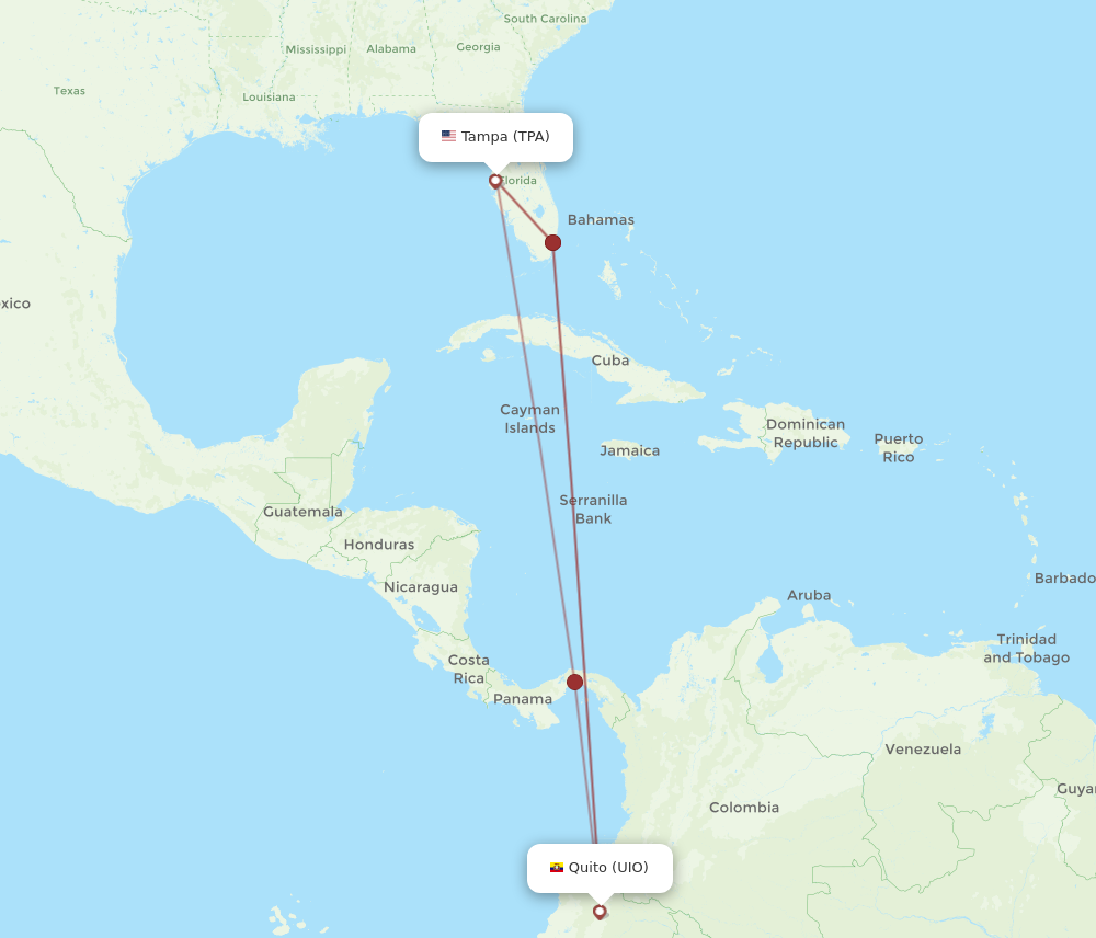 Flights From Tampa To Quito TPA To UIO Flight Routes