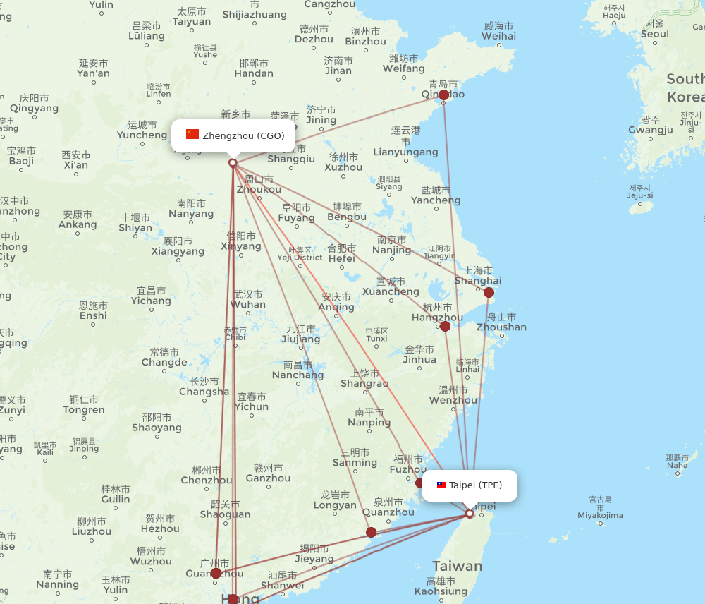 All Flight Routes From Taipei To Zhengzhou Tpe To Cgo Flight Routes