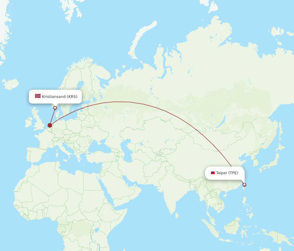 All Flight Routes From Taipei To Kristiansand TPE To KRS Flight Routes