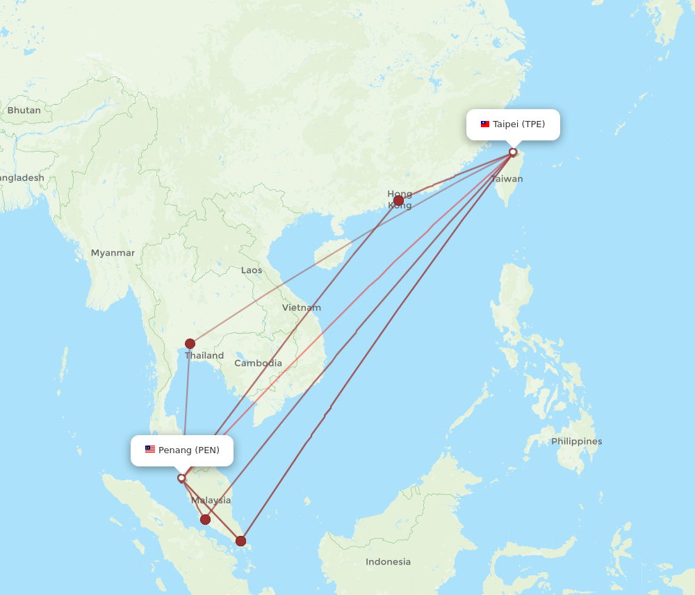 Flights From Taipei To Penang Tpe To Pen Flight Routes